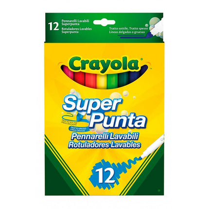 12 ROTULADORES SUPER PUNTA LAVABLES 7509 CRAYOLA