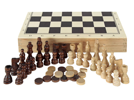 AJEDREZ, DAMAS, BACKGAMON ESTUCHE DE MADERA