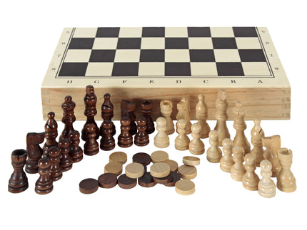 AJEDREZ, DAMAS, BACKGAMON ESTUCHE DE MADERA