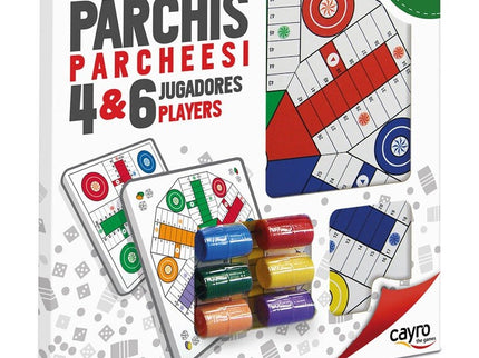 TABLERO PARCHIS MADERA 4-6 JUGADORES CON ACCESORIOS 40x40 CM