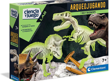 ARQUEOJUGANDO 2 EN 1 T-REX Y TRICERATOPS FLUORESCENTE