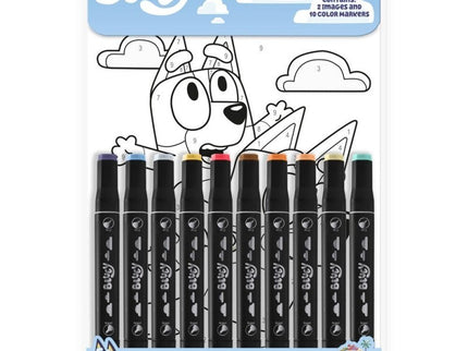 SET COLOREA CON NUMEROS BLUEY 10 ROTULADORES DE ALCOHOL