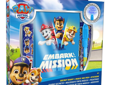DIARIO SECRETO + BOLIGRAFO DE TINTA MAGICA PAW PATROL