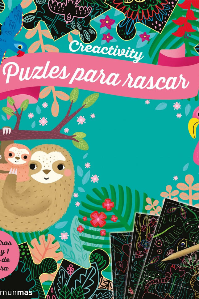 Libro Creactivity. Jungla. Puzzles Para Rascar: ¡Juega con los puzles! Rasca las zonas de carboncillo negro siguiendo el modelo y aparecera?