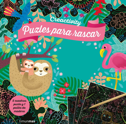 Libro Creactivity. Jungla. Puzzles Para Rascar: ¡Juega con los puzles! Rasca las zonas de carboncillo negro siguiendo el modelo y aparecera?