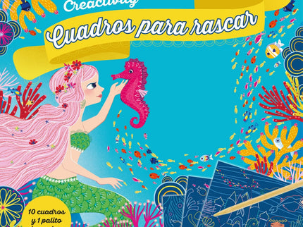 Libro Creactivity. Sirenas. Cuadros Para Rascar: Rasca las zonas de carboncillo negro siguiendo el modelo y aparecera? un universo de sirenas fascinante y ma?gico.
