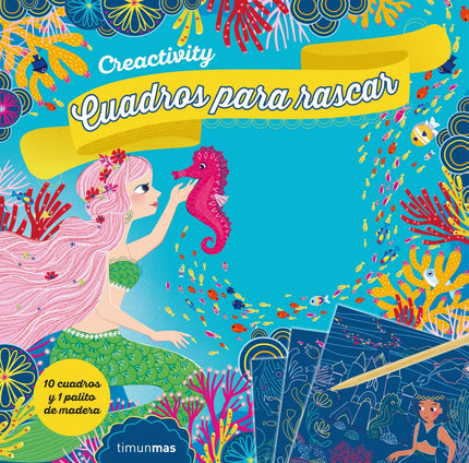 Libro Creactivity. Sirenas. Cuadros Para Rascar: Rasca las zonas de carboncillo negro siguiendo el modelo y aparecera? un universo de sirenas fascinante y ma?gico.