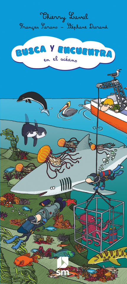 Libro Busca Y Encuentra En El Océano: Un libro con 12 páginas desplegables que muestran divertidas escenas de la vida en los mares y océanos;una de ellas corresponde a animales marinos en peligro de extinción o ya desaparecidos, y las otras 5 a diversos hábitats marinos: los polos, el bosque de kelp, los fondos abisales, alta mar y los arrecifes de coral. Las solapas que cubren estas escenas contienen imágenes aisladas que el niño debe encontrar en cada hábitat.