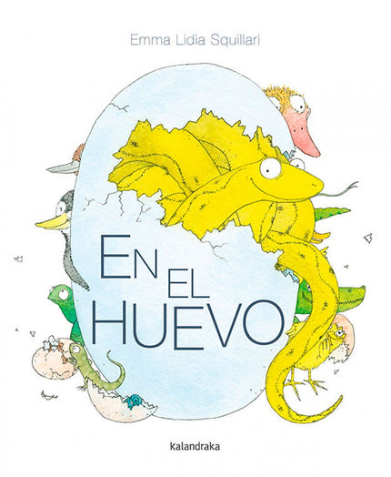 Libro En El Huevo: Doce huevos y, en cada uno -todos de diferentes tamaños, colores y texturas- una criatura a punto de nacer. Al principio, el interior de la cáscara es un lugar cómodo y seguro, pero pronto el espacio va menguando a medida que los animales crecen.