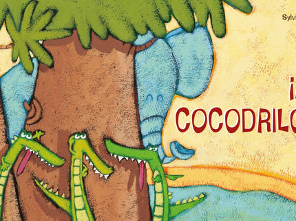 Libro ¡ay, Cocodrilos!: Partiendo de una conocida canción infantil francesa, este libro presenta tres cocodrilos salvajes que atemorizan a todos los animales de la selva mientras siguen las huellas del elefante.