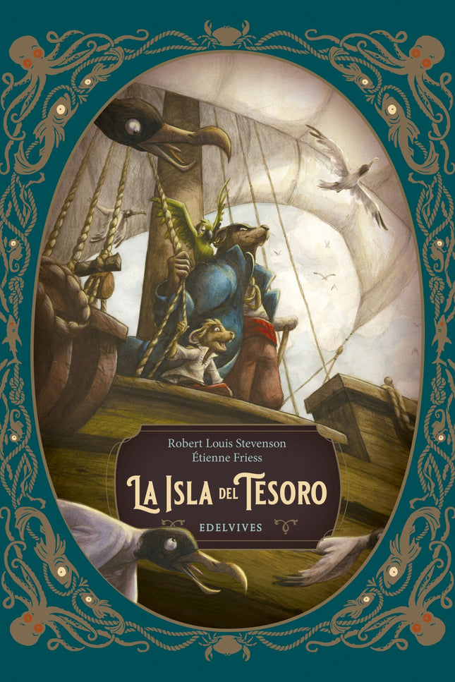 Libro La Isla Del Tesoro: Jim Hawkins, un muchacho de 15 años, trabaja en la posada Almirante Benbow ayudando a sus padres. Un día llega a alojarse allí un viejo y misterioso lobo de mar, Billy Bones, que se esconde de unos acreedores.