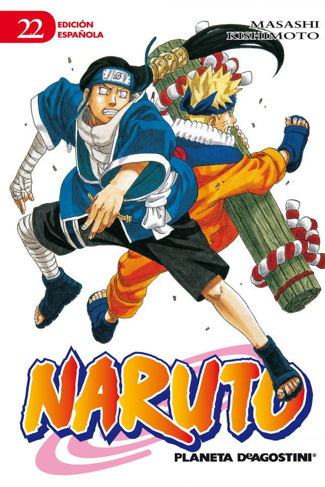 Libro Naruto Nº 22/72: Jugándose su orgullo,áCh'jiáha logrado derrotar aáJir'b', pero también él acaba cayendo...áShikamaru,á Naruto,áNejiáyáKibaáse hacen a la idea de que cada uno tendrá que enfrentarse a uno de los ninjas del sonido por separado.á     Neji se enfrenta con su ojo blanco aáKid'maru, que maneja unos hilos semejantes a la tela de una araña. á ¡Empieza una lucha a muerte!