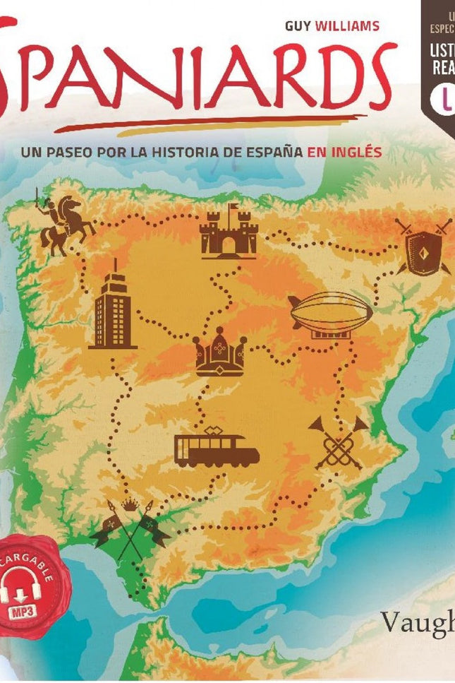 Libro Spaniards: Spaniards, un paseo por la historia de España en inglés cuenta la apasionante historia de España en inglés a través de los ojos de 40 personajes españoles cruciales en la historia de España. Personajes como Trajano, Pizarro, Santa Teresa de Jesús o Manuel Azaña presentan las dificultades, intrigas y luchas de sus tiempos de una manera sencilla, interesante y entretenida.