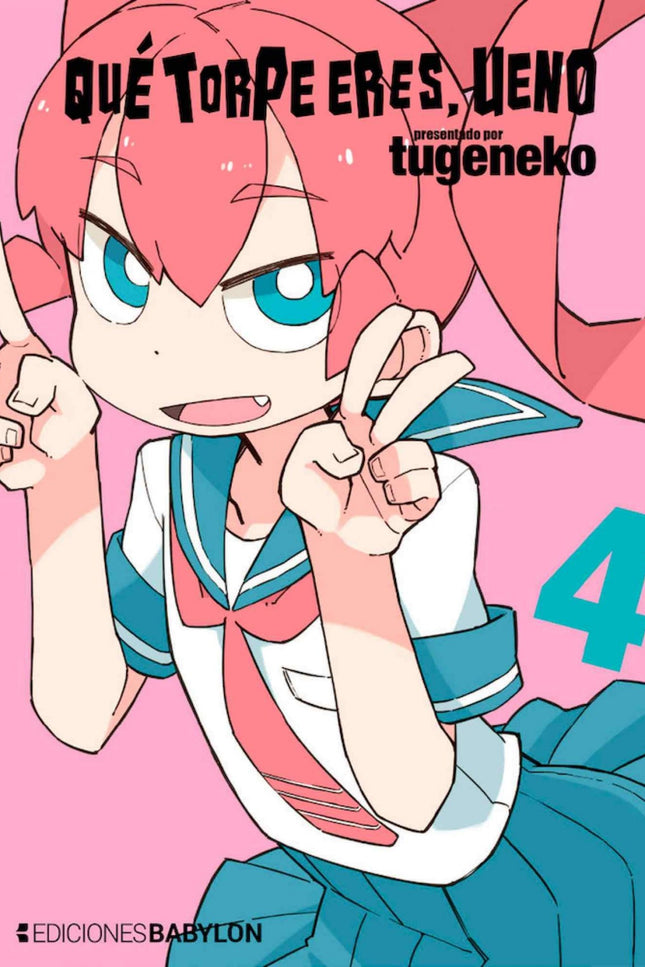 Libro Que Torpe Eres Ueno N 04: Ueno es una chica de carácter fuerte cuyo punto débil es el amor. Es la presidenta del club de ciencia, va a tercero de la escuela media y está enamorada de su compañero Tanaka.