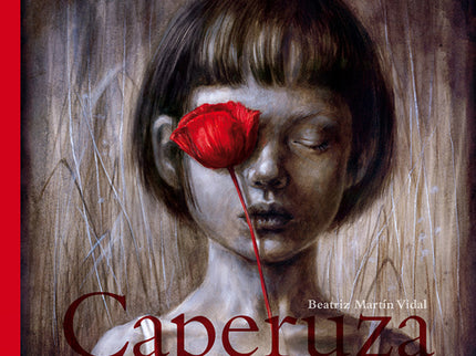 Libro Caperuza: Un libro de expresivas secuencias que recrea tres momentos cruciales del cuento clásico: la investidura del personaje con la capa y la caperuza, las preguntas al lobo disfrazado y la fuga de la panza de la fiera.