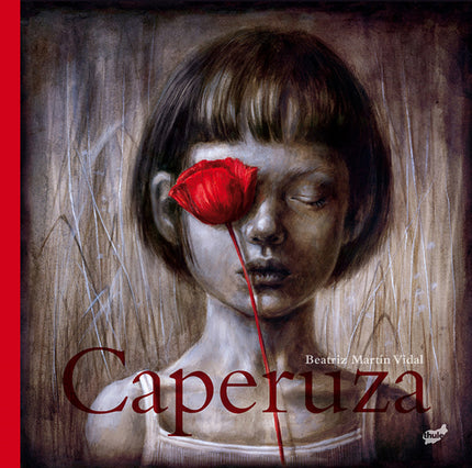 Libro Caperuza: Un libro de expresivas secuencias que recrea tres momentos cruciales del cuento clásico: la investidura del personaje con la capa y la caperuza, las preguntas al lobo disfrazado y la fuga de la panza de la fiera.