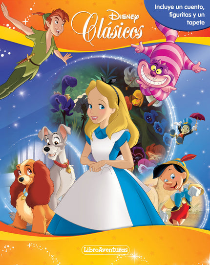 Libro Clásicos Disney: íExplora el universo de tus personajes favoritos de Disney con LibroAventuras! Lee las historias y divie?rtete con las figuritas y el tapete gigante.