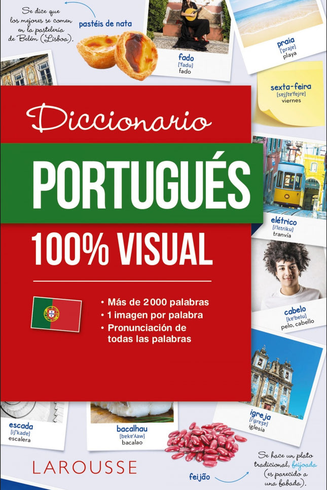 Libro Diccionario Portugués 100% Visual: La obra ideal para familiarizarse con el vocabulario y las expresiones básicas del portugués. - 2 000 palabras y expresiones  - 1 imagen por palabra  - 80 temas habituales del día a día  - Fotografías divertidas para memorizar fácilmente las palabras   Con páginas sobre cultura portuguesa y un mini diccionario español-portugués al final de la obra.