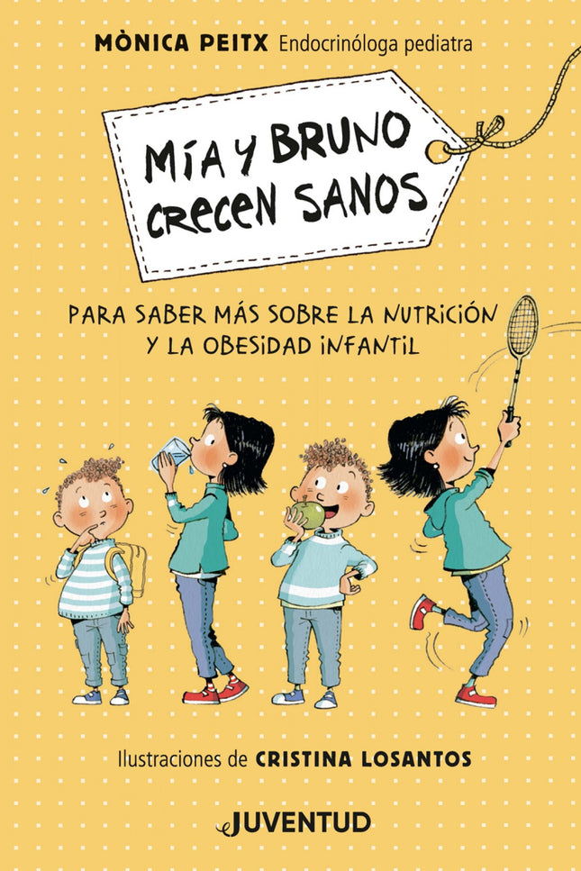 Libro Mía Y Bruno Crecen Sanos: Bruno tiene siete años y hoy está triste porque en la escuela le han llamado 'vaca'. Aunque coma más o menos como los otros niños y niñas, se le está acumulando grasa en la barriga, y eso le molesta porque hace que se canse más cuando corre en el patio.