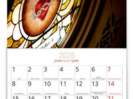 Calendario 2026 Pared Con Faldillas Del Sagrado Corazón
