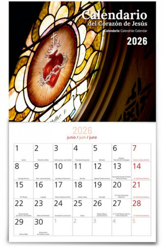 Calendario 2026 Pared Con Faldillas Del Sagrado Corazón
