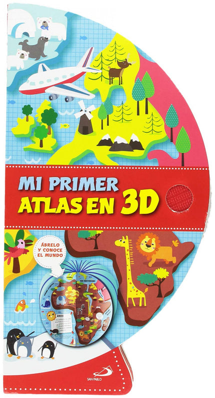 Libro Mi Primer Atlas En 3d: Un atlas con un formato muy original que sirve de libro de consulta y para colocarlo abierto en 3D. Con páginas de cartón resistentes y redondeadas y simpáticas y descriptivas ilustraciones los niños empezaran a conocer el mundo con las diferencias más signifi cativas según el continente.