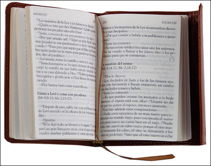 Libro Los Santos Evangelios: Elegante edición en piel de Los Santos Evangelios, con canto dorado, cinta de registro y cubierta de agradable tacto, en imitación piel con solapa de cierre imantada. Gracias a su formato pequeño y flexible y al papel biblia, el lector podrá tener el texto bíblico siempre a mano, en el bolsillo, en el bolso, en el cajón del escritorio o de la mesilla de noche, disponible para leerlo en cualquier momento y lugar.