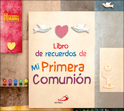 Libro Libro De Recuerdos De Mi Primera Comunion: Un original libro de recuerdos de la Primera Comunión, con coloridas ilustraciones colocadas a modo de collage, en el que poder guardar todos los detalles de la celebración: las mejores fotografías, las dedicatorias y firmas de quienes más te quieren y tus recuerdos más bonitos. Además, contiene espacios para anotar: el bautismo, la catequesis, datos sobre la familia, escribir una carta a Jesús y una oración.