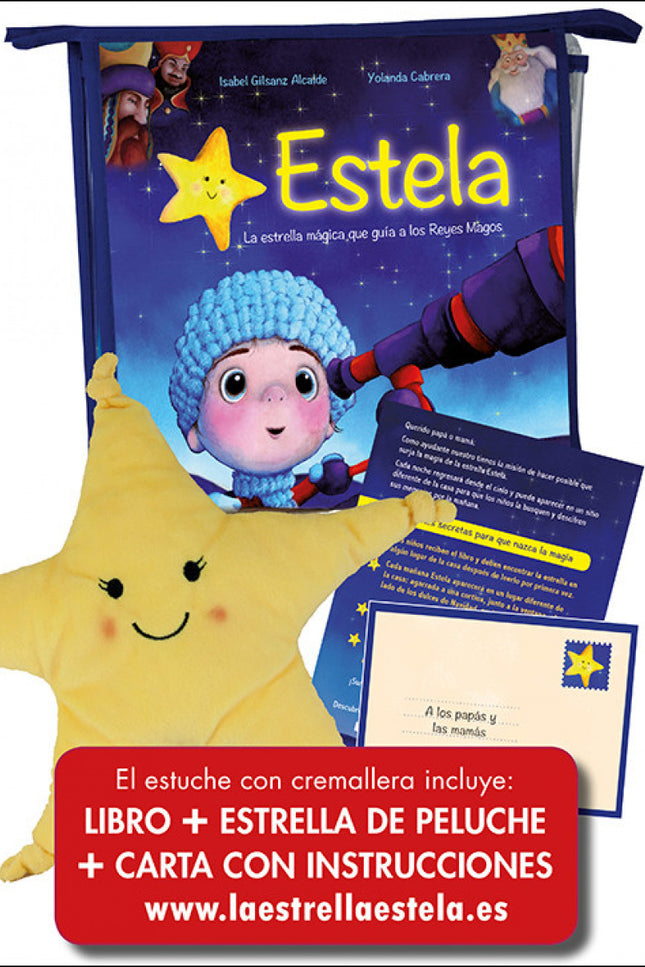 Libro Estela: Cada noche desde el comienzo de la Navidad, Estela, la estrella que guía a los Reyes Magos, sube al cielo para indicarles con su brillo el camino que lleva hasta nuestros zapatos. Pero cada mañana aparece en un lugar distinto de nuestra casa con la apariencia de una estrella de peluche.