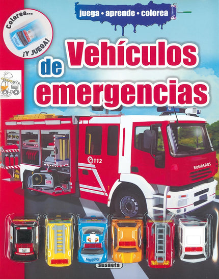 Libro Vehiculos De Emergencia: Lee, colorea y juega mientras te diviertes con los vehículos de trabajo que incluye el li