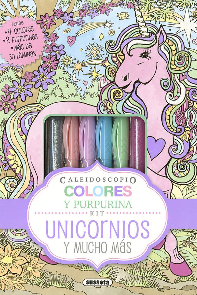 Libro Unicornios: Disfruta de una experiencia electrizante con la purpurina y los coloresde este libro, que incluye bellísimas ilustraciones de unicornios y otros muchos patrones. Diseñadas para llenarlas de brillos y matices, con estas láminas extraíbles podrás decorar tu habitación o regalarlas a quien tú prefieras.