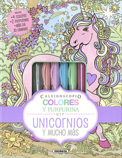 Libro Unicornios: Disfruta de una experiencia electrizante con la purpurina y los coloresde este libro, que incluye bellísimas ilustraciones de unicornios y otros muchos patrones. Diseñadas para llenarlas de brillos y matices, con estas láminas extraíbles podrás decorar tu habitación o regalarlas a quien tú prefieras.