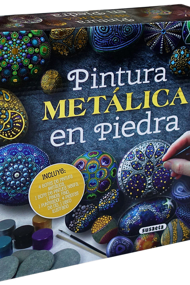 Libro Pintura Metálica En Piedra: Sencillas y claras explicaciones que te mostrarán el proceso creativo de ocho diseños diferentes para pintar piedras, con consejos, trucos y el material necesario, incluidas las piedras, para aprender esta sorprendente manualidad.