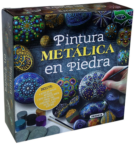 Libro Pintura Metálica En Piedra: Sencillas y claras explicaciones que te mostrarán el proceso creativo de ocho diseños diferentes para pintar piedras, con consejos, trucos y el material necesario, incluidas las piedras, para aprender esta sorprendente manualidad.