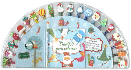 Libro Navidad Para Colorear: Dale vida a la Navidad coloreando estas escenas. Con la ayuda de los fantásticos lápices con goma puedes decorar el árbol de Navidad perfecto, ayudar a Papá Noel y sus duendes en el taller, conocer a Mamá Noel o volar por el aire con el trineo tirado por renos, mientras viajas alrededor del mundo entregando regalos.