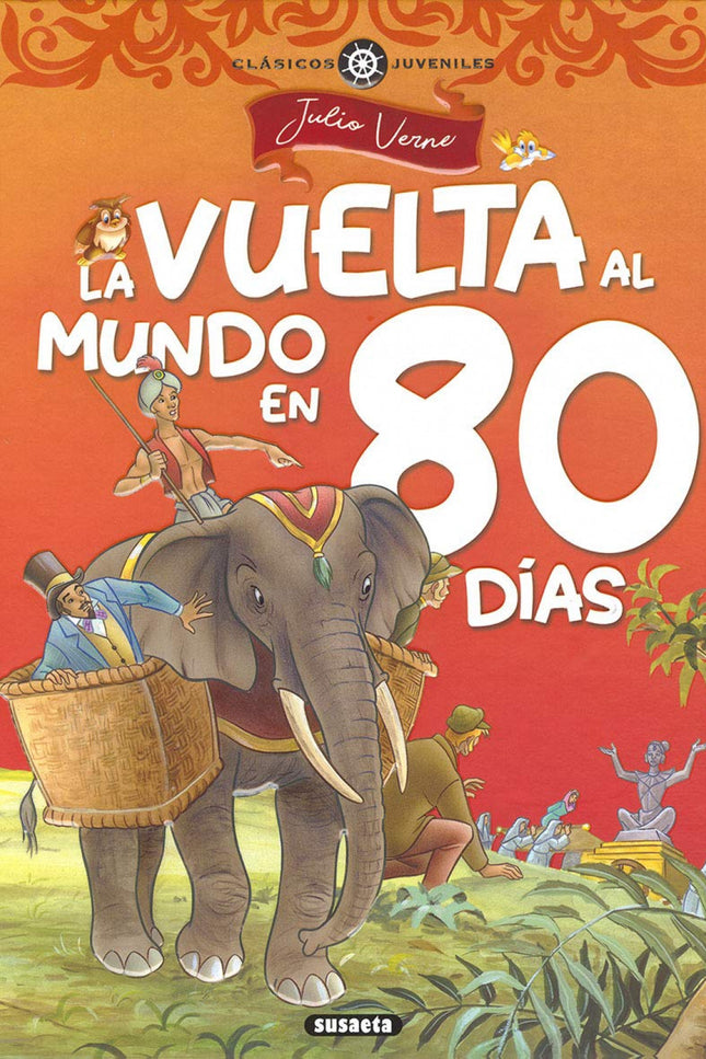 Libro La Vuelta Al Mundo En Ochenta Días: Julio Verne, el célebre autor francés nacido en 1828, sigue siendo uno de los escritores favoritos de la juventud de todo el mundo. Una de sus obras más famosas, 'La vuelta al mundo en ochenta días', cuenta las aventuras de Phileas Fogg y su criado para cumplir con una apuesta dada a sus compañeros de club y los problemas que se encuentra en su intento.