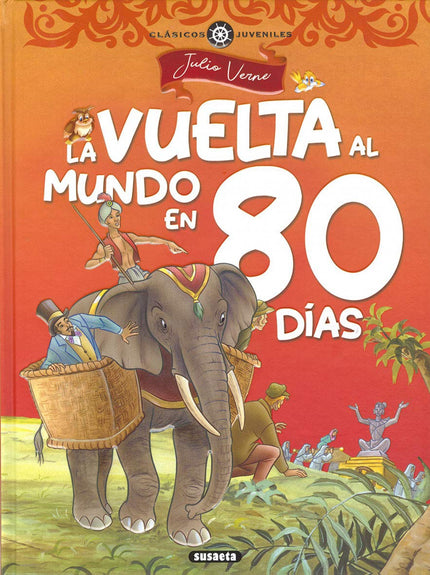 Libro La Vuelta Al Mundo En Ochenta Días: Julio Verne, el célebre autor francés nacido en 1828, sigue siendo uno de los escritores favoritos de la juventud de todo el mundo. Una de sus obras más famosas, 'La vuelta al mundo en ochenta días', cuenta las aventuras de Phileas Fogg y su criado para cumplir con una apuesta dada a sus compañeros de club y los problemas que se encuentra en su intento.