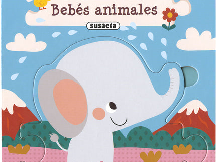 Libro Bebés Animales: ¿Quieres conocer a estas crías de animales? Saca las piezas de cada página, encájalas una con otra y pon a los animales en fila.