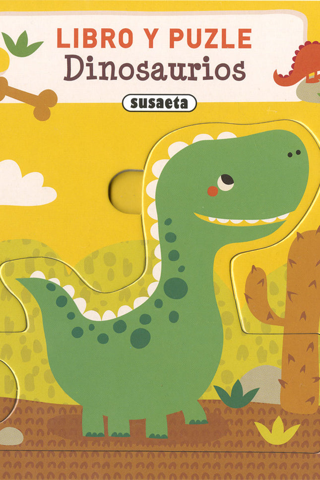 Libro Dinosaurios: ¿Quieres conocer a estos dinosaurios? Saca las piezas de cada página, encájalas una con otra y pon a los animales en fila.