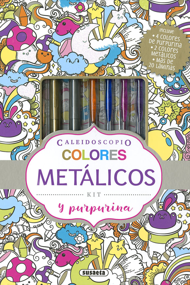 Libro Colores Metálicos Y Purpurina: Disfruta de una experiencia única con las láminas y los brillantes colores de la colección Caleidoscopio. Diseñadas con multitud de motivos diferentes para colorear, encontrarás grecas, mandalas, kawaii y mucho más.