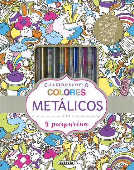 Libro Colores Metálicos Y Purpurina: Disfruta de una experiencia única con las láminas y los brillantes colores de la colección Caleidoscopio. Diseñadas con multitud de motivos diferentes para colorear, encontrarás grecas, mandalas, kawaii y mucho más.