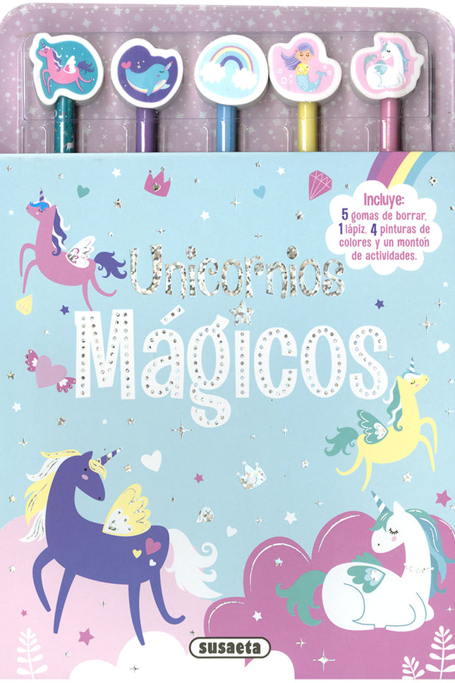 Libro Unicornios Mágicos: Si vives en un mundo mágico repleto de unicornios, seguro que estás deseando tener un libro para dibujarlos y colorearlos, que además incluya divertidas actividades y contenga un lápiz normal, cuatro lápices de colores y sus correspondientes gomas de borrar. Pues no busques más, ¡aquí lo tienes!