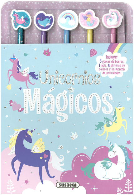 Libro Unicornios Mágicos: Si vives en un mundo mágico repleto de unicornios, seguro que estás deseando tener un libro para dibujarlos y colorearlos, que además incluya divertidas actividades y contenga un lápiz normal, cuatro lápices de colores y sus correspondientes gomas de borrar. Pues no busques más, ¡aquí lo tienes!
