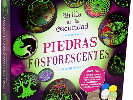 Libro Piedras Fosforescentes: Esta caja contiene todo lo que necesitas para comenzar a pintar sobre piedras. Y tus diseños van a lucir como nunca, porque la pintura fosforescente...