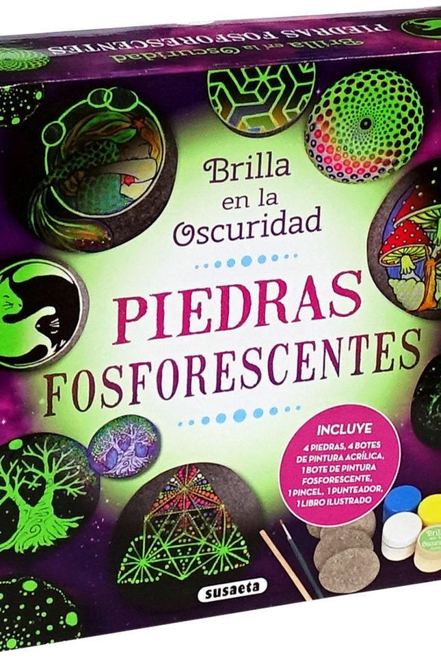 Libro Piedras Fosforescentes: Esta caja contiene todo lo que necesitas para comenzar a pintar sobre piedras. Y tus diseños van a lucir como nunca, porque la pintura fosforescente...