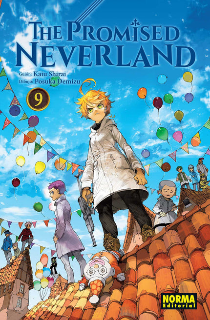 Libro The Promised Neverland 9: CUANDO CREÍAN QUE HABÍAN ENCONTRADO UN REFUGIO SEGURO... Emma ha sido conducida por Lucas hasta la habitación secreta de Goldy Pond y, una vez allí, consigue abrir la cerradura de la puerta que tantísimo tiempo lleva cerrada.