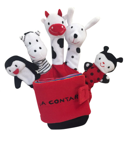 Libro A Contar: Libros guantes. Cada dedo es un títere. En esta colección los títeres son animales de distintos hábitats