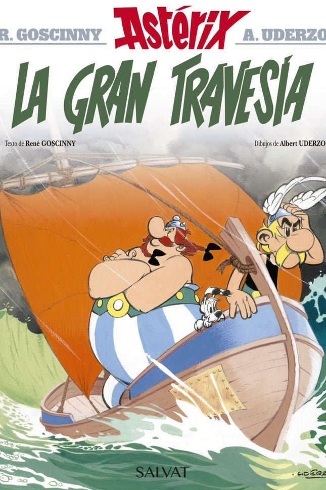 Libro La Gran Travesia: En la aldea no hay pescado y Panorámix lo necesita para hacer la poción mágica. Astérix y Obélix
