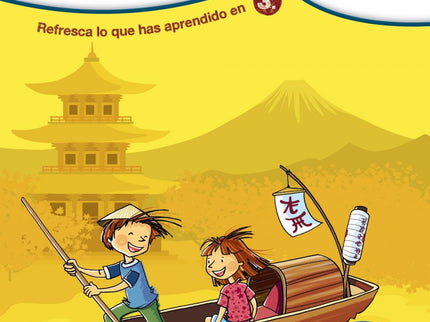 Libro Rumbo A... 4º.: Refresca lo que has aprendido en 3.º y acompaña a Alba y a Lucas en su viaje por Asia, a través de países como China y Japón, conociendo la cultura oriental mientras te preparas para 4.º de Primaria con este cuaderno organizado por materias que, además, incluye un código para acceder gratuitamente a una aplicación educativa para aprender matemáticas, lengua o lógica de una manera divertida.