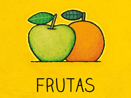Libro Frutas: «Animales» reúne una amistosa y heterogénea sucesión de fauna silvestre y salvaje. «Frutas» contiene una selección de sabrosos alimentos procedentes de sus respectivos árboles.